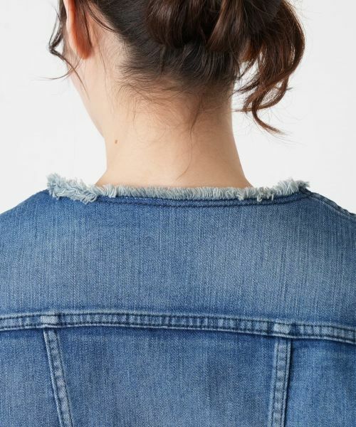 Leilian / レリアン テーラードジャケット | ノーカラーデニムジャケット【L JEANS】 | 詳細8