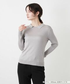 Leilian / レリアン ニット・セーター | シルク襟付きリブニット【BOURGE】