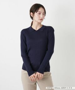 Leilian / レリアン ニット・セーター | シルク襟付きリブニット【BOURGE】