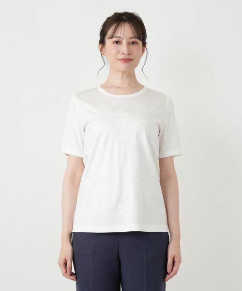 Leilian / レリアン Tシャツ | ボタニカル刺繍カットソー【ROCHAS Premiere】 | 詳細7