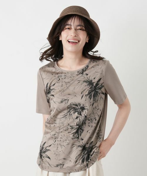 Leilian / レリアン Tシャツ | プリントクルーネックTシャツ【ROCHAS Premiere】 | 詳細1