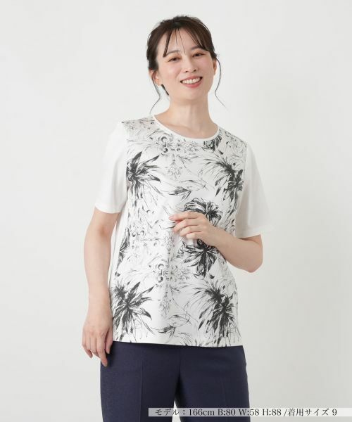 Leilian / レリアン Tシャツ | プリントクルーネックTシャツ【ROCHAS Premiere】 | 詳細12