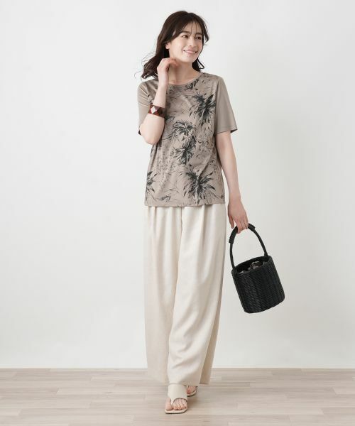 Leilian / レリアン Tシャツ | プリントクルーネックTシャツ【ROCHAS Premiere】 | 詳細3