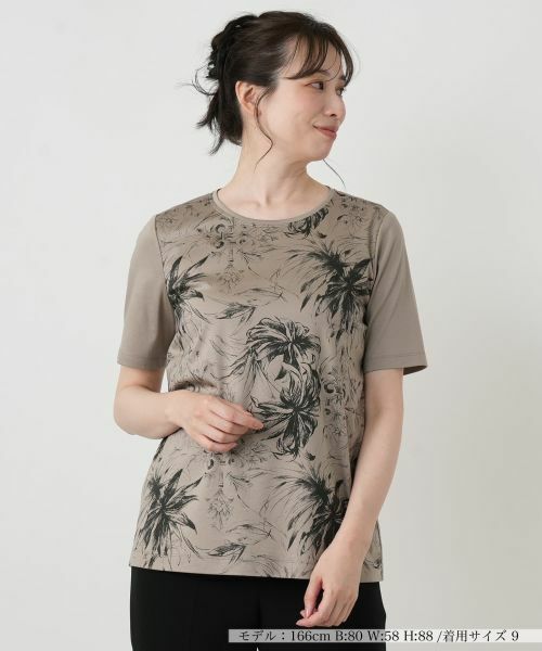 Leilian / レリアン Tシャツ | プリントクルーネックTシャツ【ROCHAS Premiere】 | 詳細5