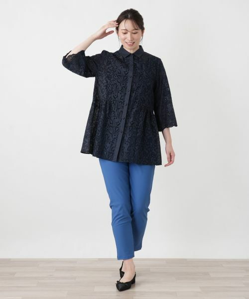 Leilian / レリアン シャツ・ブラウス | カットワークレースペプラムブラウス | 詳細1