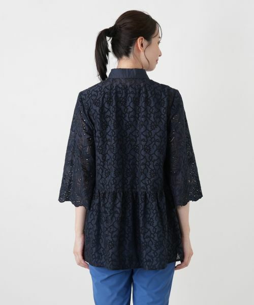 Leilian / レリアン シャツ・ブラウス | カットワークレースペプラムブラウス | 詳細6