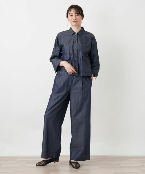 Leilian / レリアン その他パンツ | タックデニムワイドパンツ | 詳細1