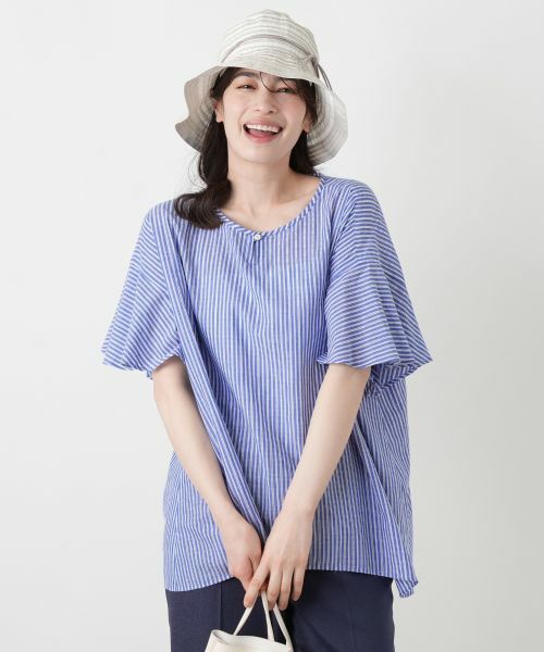 Leilian / レリアン シャツ・ブラウス | ストライプフレアブラウス【ROCHAS Premiere】 | 詳細2