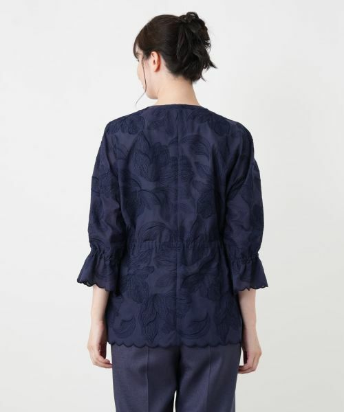 Leilian / レリアン テーラードジャケット | ボタニカル刺繍ノーカラージャケット【ROCHAS Premiere】 | 詳細11