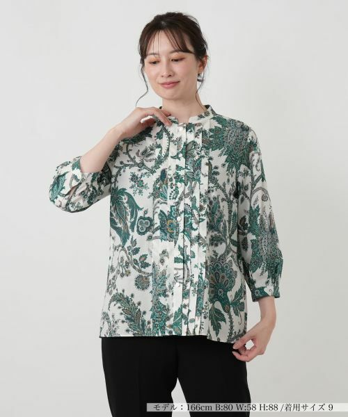 Leilian / レリアン シャツ・ブラウス | ペイズリー柄七分袖バンドカラーブラウス【ROCHAS Premiere】【RATTI】 | 詳細5