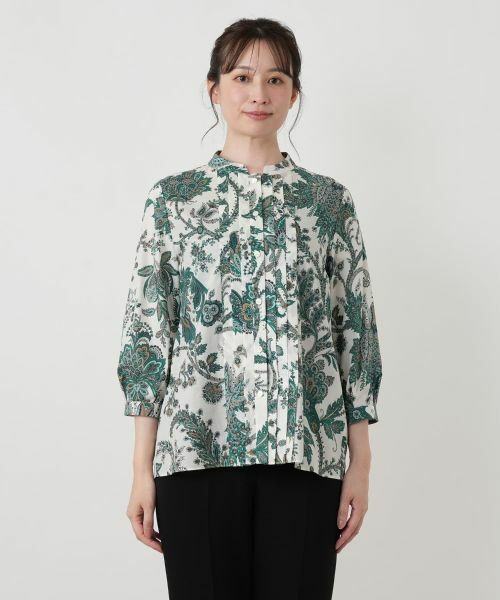 Leilian / レリアン シャツ・ブラウス | ペイズリー柄七分袖バンドカラーブラウス【ROCHAS Premiere】【RATTI】 | 詳細9