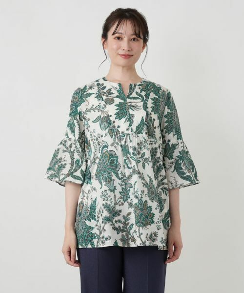 Leilian / レリアン シャツ・ブラウス | ペイズリー柄キーネックブラウス【ROCHAS Premiere】【RATTI】 | 詳細10