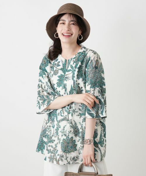 Leilian / レリアン シャツ・ブラウス | ペイズリー柄キーネックブラウス【ROCHAS Premiere】【RATTI】 | 詳細2