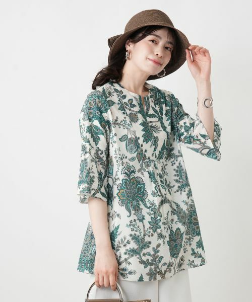 Leilian / レリアン シャツ・ブラウス | ペイズリー柄キーネックブラウス【ROCHAS Premiere】【RATTI】 | 詳細3