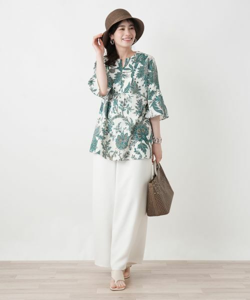 Leilian / レリアン シャツ・ブラウス | ペイズリー柄キーネックブラウス【ROCHAS Premiere】【RATTI】 | 詳細5