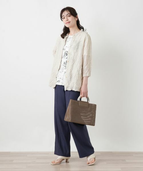 Leilian / レリアン シャツ・ブラウス | シワ加工バンドカラーブラウス【ROCHAS Premiere】 | 詳細13