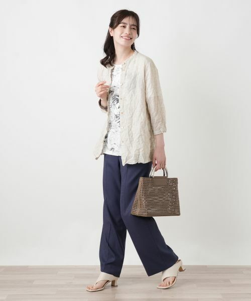 Leilian / レリアン シャツ・ブラウス | シワ加工バンドカラーブラウス【ROCHAS Premiere】 | 詳細14