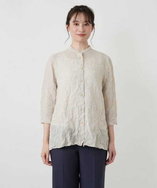 Leilian / レリアン シャツ・ブラウス | シワ加工バンドカラーブラウス【ROCHAS Premiere】 | 詳細19
