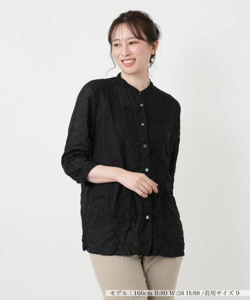 Leilian / レリアン シャツ・ブラウス | シワ加工バンドカラーブラウス【ROCHAS Premiere】 | 詳細7