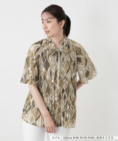 Leilian / レリアン シャツ・ブラウス | 幾何学柄プリーツ切替ブラウス【ROCHAS Premiere】