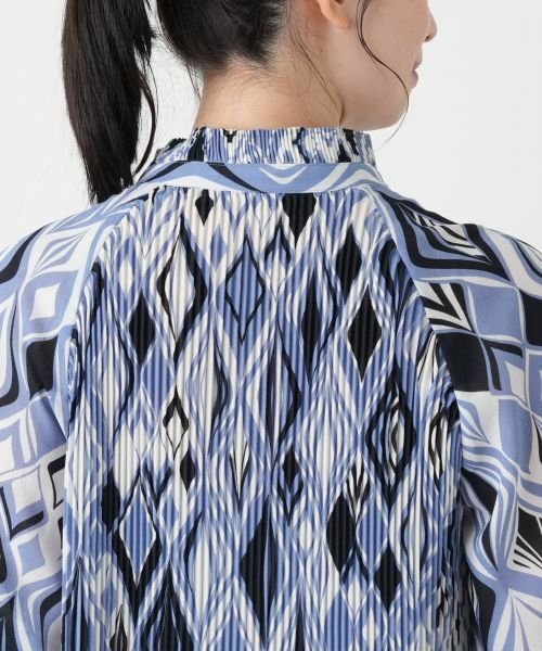 Leilian / レリアン シャツ・ブラウス | 幾何学柄プリーツ切替ブラウス【ROCHAS Premiere】 | 詳細11