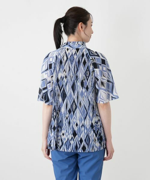 Leilian / レリアン シャツ・ブラウス | 幾何学柄プリーツ切替ブラウス【ROCHAS Premiere】 | 詳細9