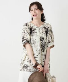Leilian / レリアン シャツ・ブラウス | プリントVネックブラウス【ROCHAS Premiere】