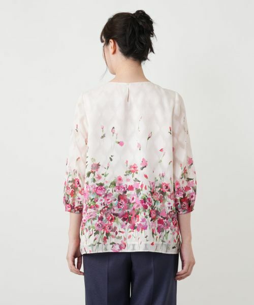 Leilian / レリアン シャツ・ブラウス | フラワー柄タックギャザーブラウス【ROCHAS Premiere】 | 詳細11