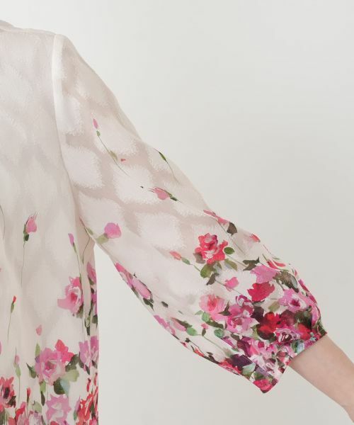 Leilian / レリアン シャツ・ブラウス | フラワー柄タックギャザーブラウス【ROCHAS Premiere】 | 詳細15