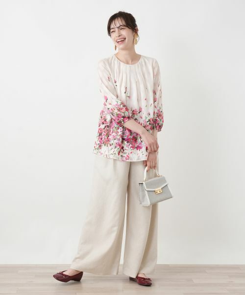 Leilian / レリアン シャツ・ブラウス | フラワー柄タックギャザーブラウス【ROCHAS Premiere】 | 詳細4