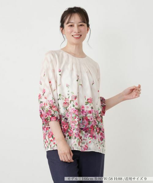 Leilian / レリアン シャツ・ブラウス | フラワー柄タックギャザーブラウス【ROCHAS Premiere】 | 詳細5