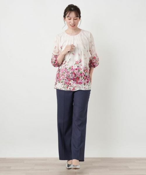 Leilian / レリアン シャツ・ブラウス | フラワー柄タックギャザーブラウス【ROCHAS Premiere】 | 詳細6