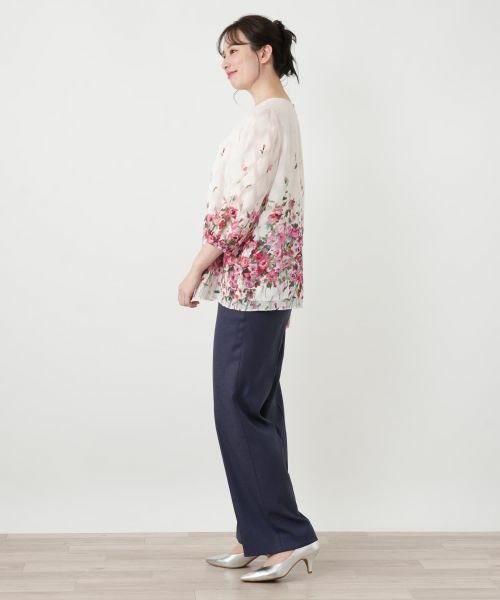 Leilian / レリアン シャツ・ブラウス | フラワー柄タックギャザーブラウス【ROCHAS Premiere】 | 詳細7