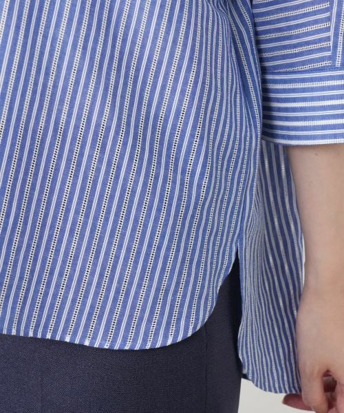 Leilian / レリアン シャツ・ブラウス | 七分袖ストライプブラウス【ROCHAS Premiere】 | 詳細15