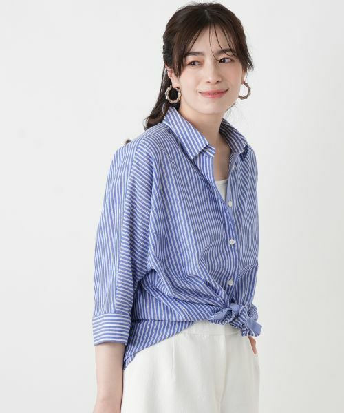 Leilian / レリアン シャツ・ブラウス | 七分袖ストライプブラウス【ROCHAS Premiere】 | 詳細2