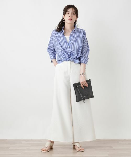 Leilian / レリアン シャツ・ブラウス | 七分袖ストライプブラウス【ROCHAS Premiere】 | 詳細3