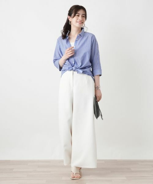 Leilian / レリアン シャツ・ブラウス | 七分袖ストライプブラウス【ROCHAS Premiere】 | 詳細4