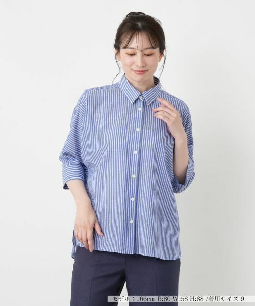 Leilian / レリアン シャツ・ブラウス | 七分袖ストライプブラウス【ROCHAS Premiere】 | 詳細5