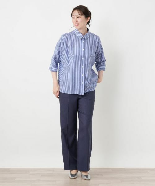 Leilian / レリアン シャツ・ブラウス | 七分袖ストライプブラウス【ROCHAS Premiere】 | 詳細6