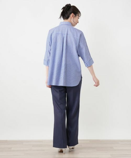 Leilian / レリアン シャツ・ブラウス | 七分袖ストライプブラウス【ROCHAS Premiere】 | 詳細8