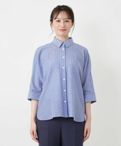 Leilian / レリアン シャツ・ブラウス | 七分袖ストライプブラウス【ROCHAS Premiere】 | 詳細9