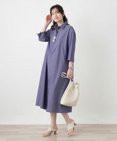Leilian / レリアン ドレス | 比翼七分袖シャツワンピース