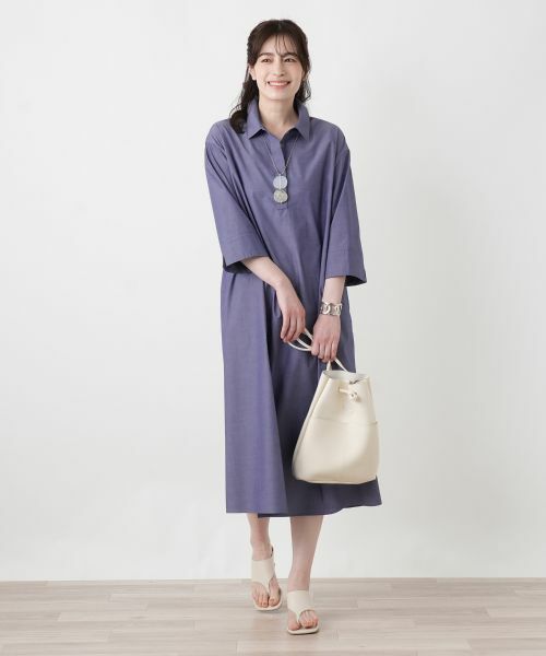 Leilian / レリアン ドレス | 比翼七分袖シャツワンピース | 詳細1