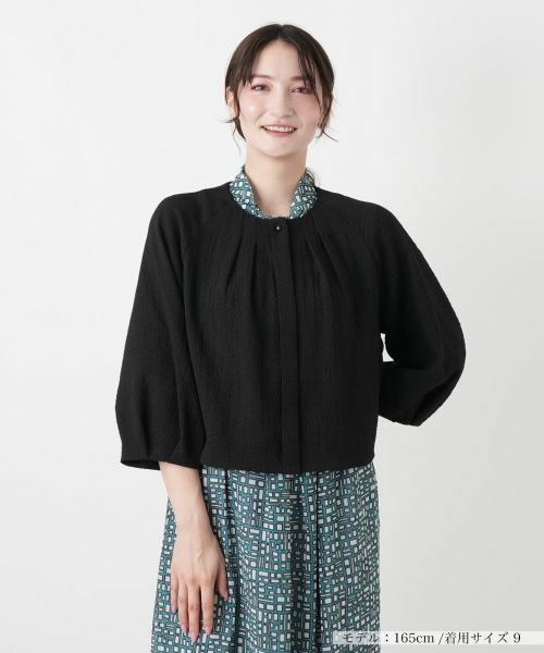 Leilian / レリアン シャツ・ブラウス | ボリュームスリーブ比翼ブラウス（ブラック）