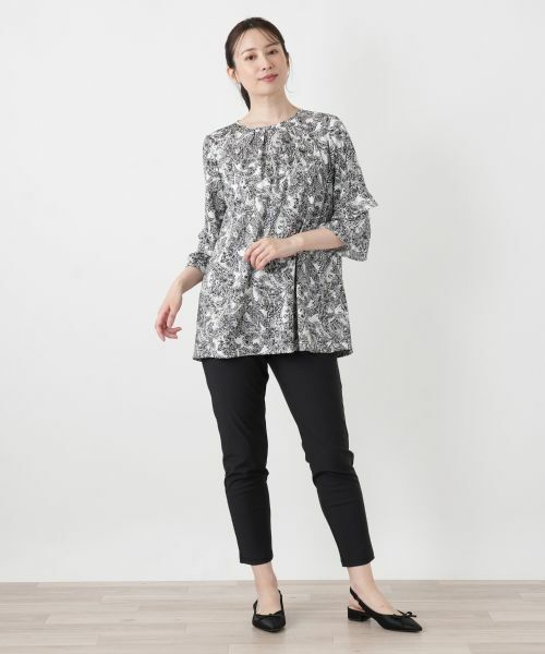 Leilian / レリアン シャツ・ブラウス | ペイズリー柄タックブラウス | 詳細1