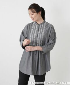 Leilian / レリアン シャツ・ブラウス | 刺繍バンドカラーブラウス