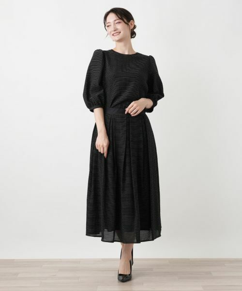 Leilian / レリアン ミニ・ひざ丈スカート | ボーダープリーツスカート | 詳細1