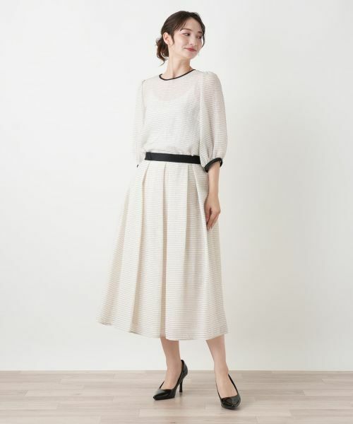 Leilian / レリアン ミニ・ひざ丈スカート | ボーダープリーツスカート | 詳細4