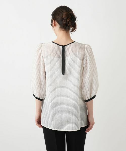 Leilian / レリアン シャツ・ブラウス | ボーダーパフスリーブブラウス | 詳細9
