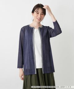 Leilian / レリアン シャツ・ブラウス | ストライプ切替ノーボタンブラウス